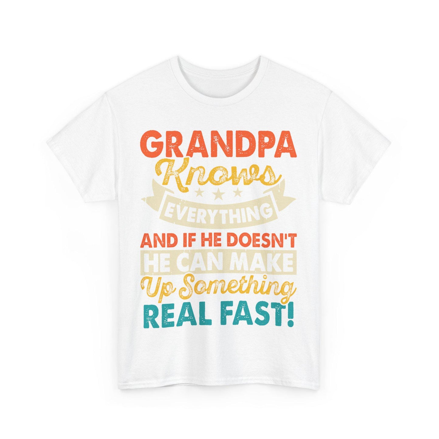 Grampa Knows Everything Tee Funny Dad Shirt Father’s Day Gift Husband Tee Front & Back Print Gift for Dad or Husband