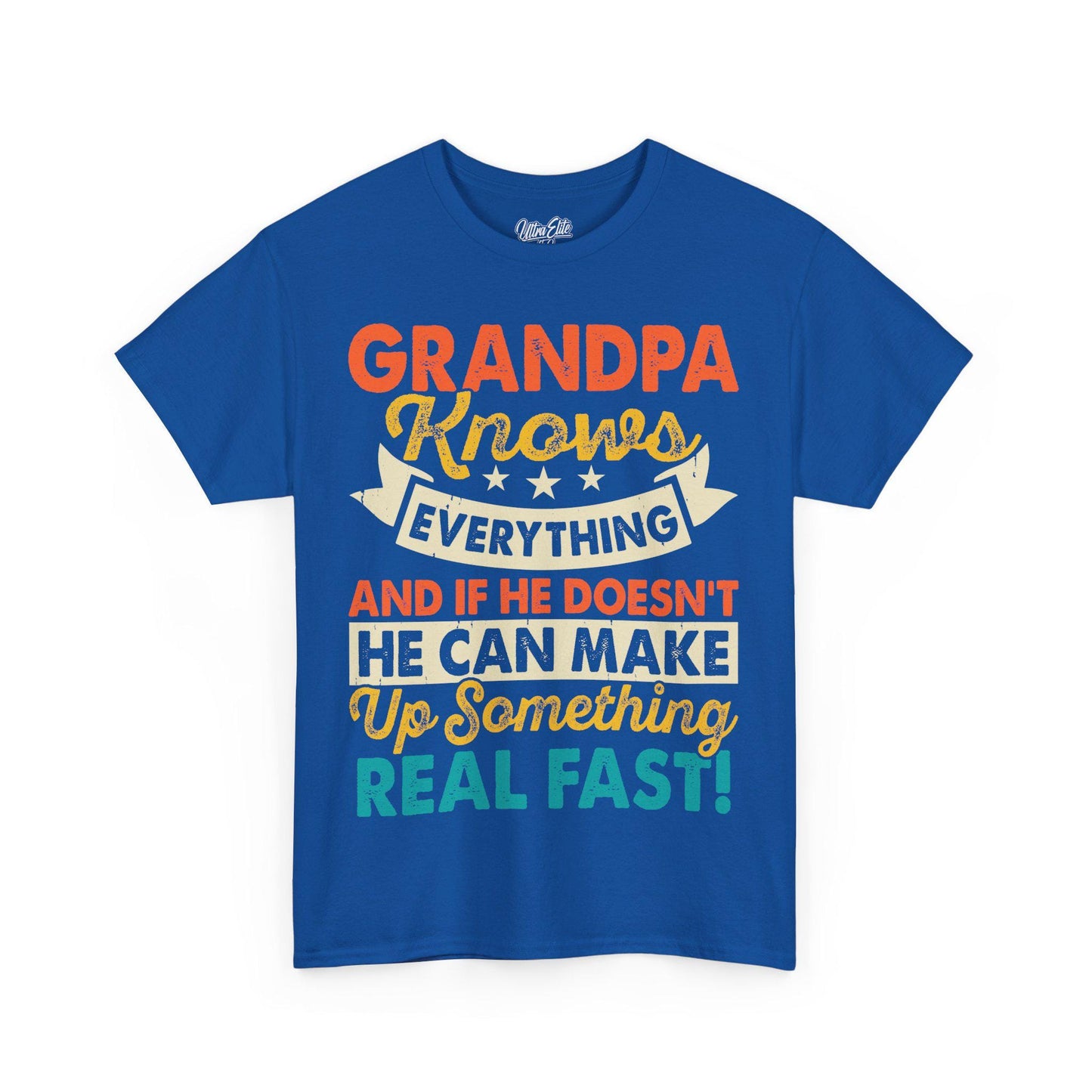 Grampa Knows Everything Tee Funny Dad Shirt Father’s Day Gift Husband Tee Front & Back Print Gift for Dad or Husband
