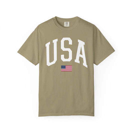 Retro USA Flag Comfort Colors Shirt: 4th of July Tee